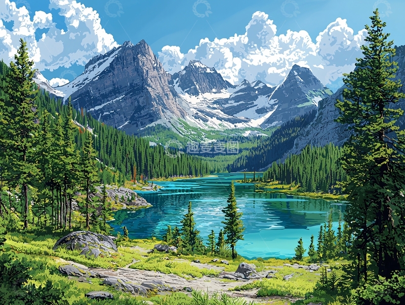 高清大图下载【趣麦麦图】高山湖泊