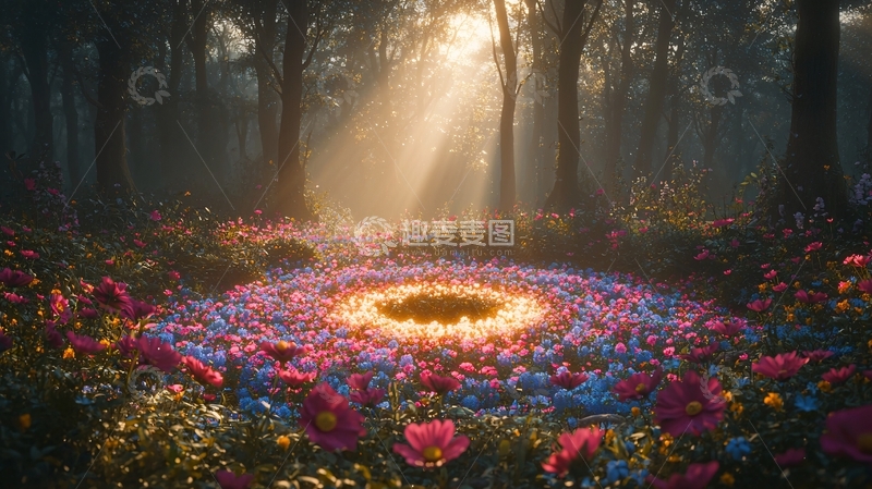 高清大图下载【趣麦麦图】森林光线花海