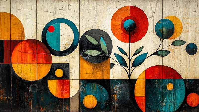 高清大图下载【趣麦麦图】抽象几何花卉