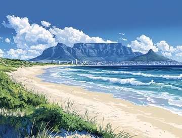 桌山海滩风景画