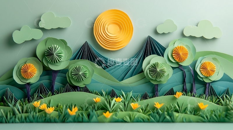 高清大图下载【趣麦麦图】纸艺风景