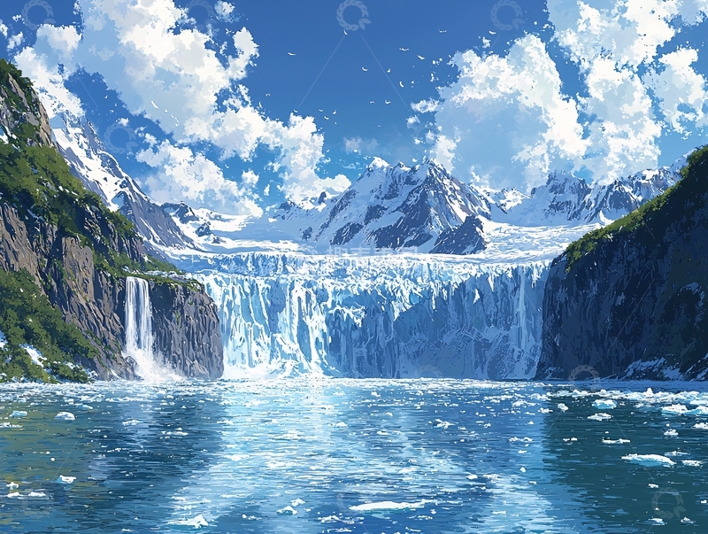 高清大图下载【趣麦麦图】冰川瀑布高清壁纸