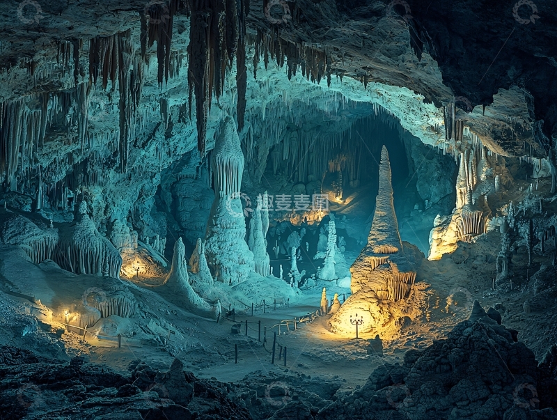 高清大图下载【趣麦麦图】冰蓝色梦幻般洞穴