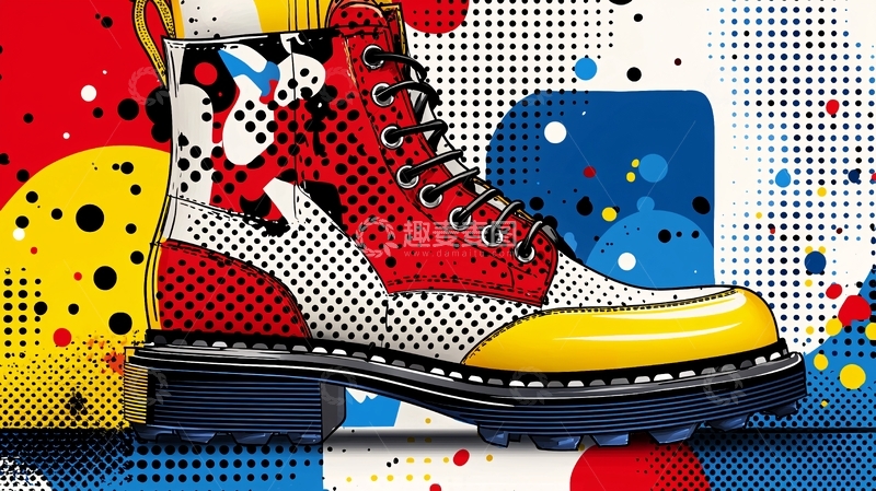 高清大图下载【趣麦麦图】彩色波普风马丁靴