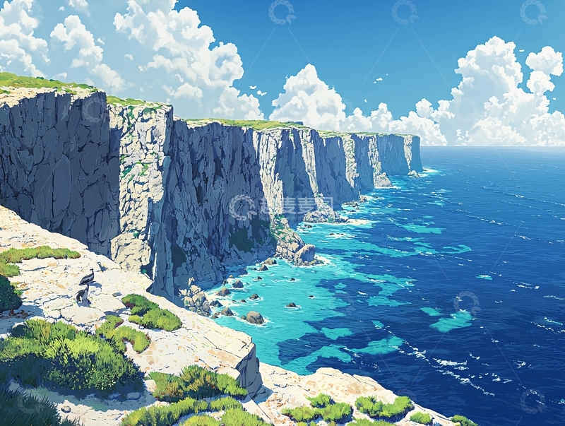 高清大图下载【趣麦麦图】蔚蓝海岸悬崖峭壁