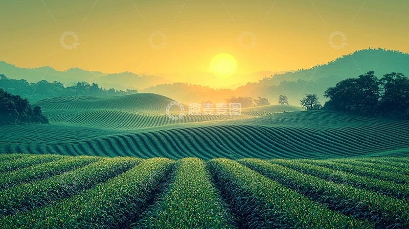 高清大图下载【趣麦麦图】清晨田园日出美景