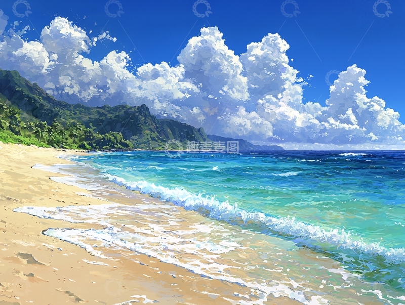 高清大图下载【趣麦麦图】阳光沙滩海浪62