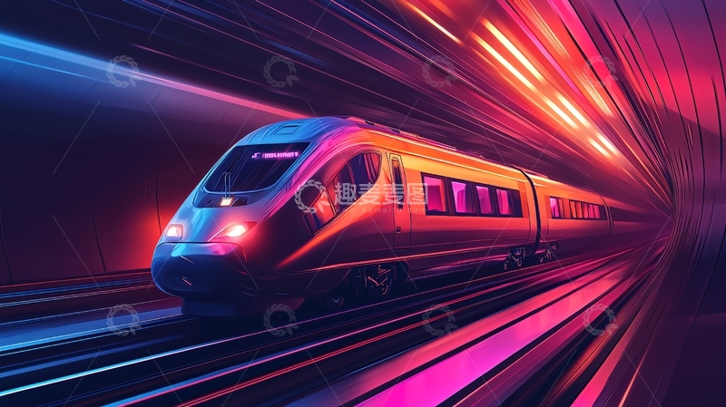 高清大图下载【趣麦麦图】高速列车隧道灯光