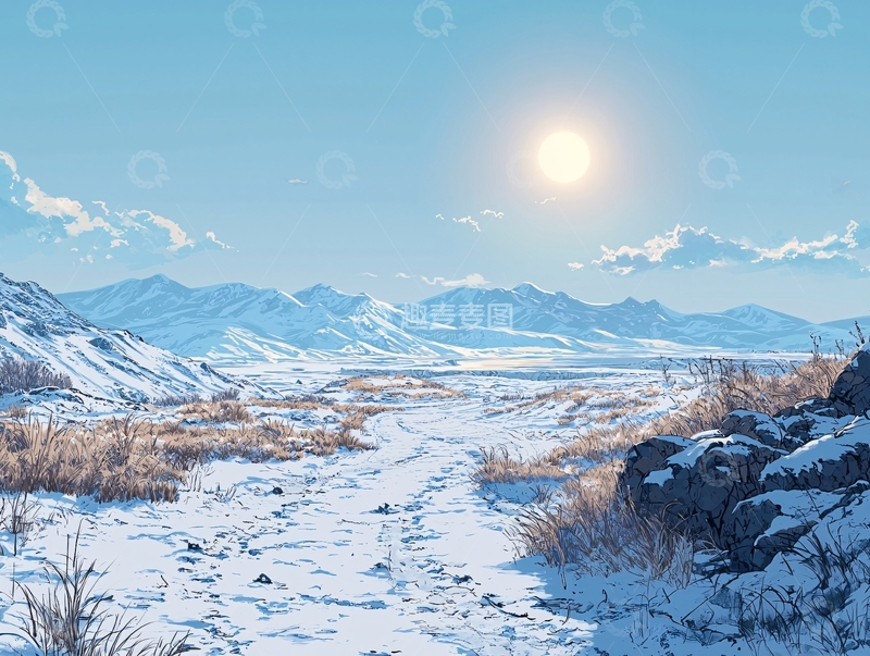 高清大图下载【趣麦麦图】冬日雪山风景