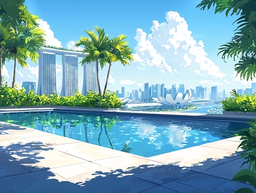 新加坡滨海湾泳池风景