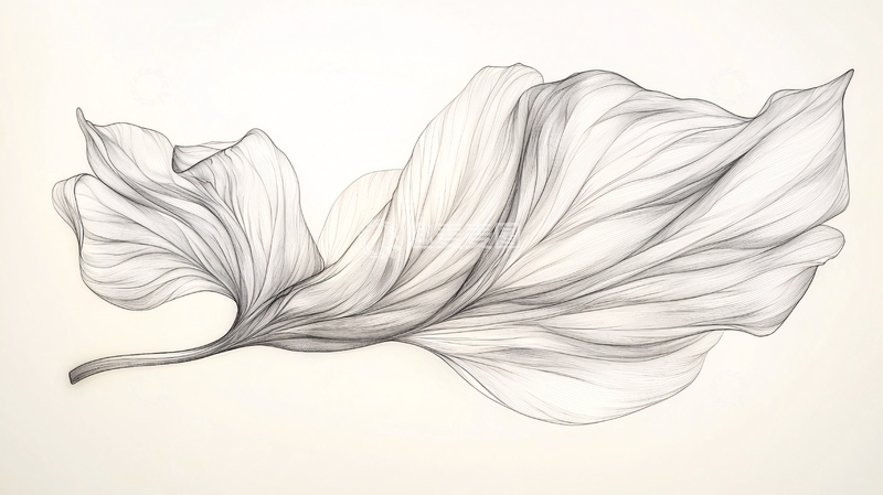 高清大图下载【趣麦麦图】线条叶子素描