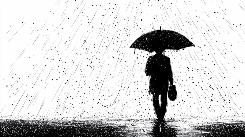 高清大图下载【趣麦麦图】雨中撑伞的人