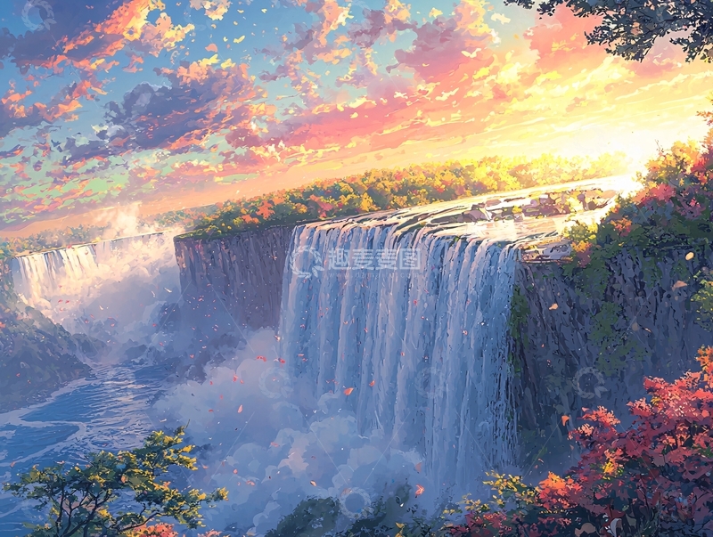 高清大图下载【趣麦麦图】梦幻般壮丽的瀑布