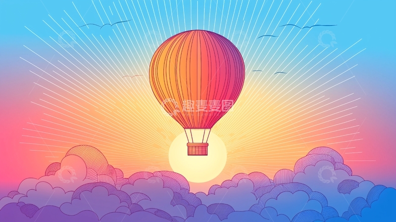 高清大图下载【趣麦麦图】热气球日出