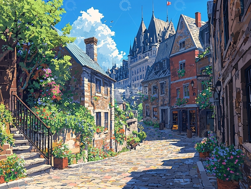 高清大图下载【趣麦麦图】阳光下的欧洲小镇