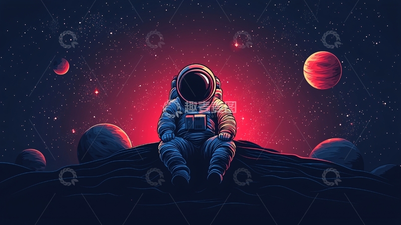 高清大图下载【趣麦麦图】太空宇航员星球