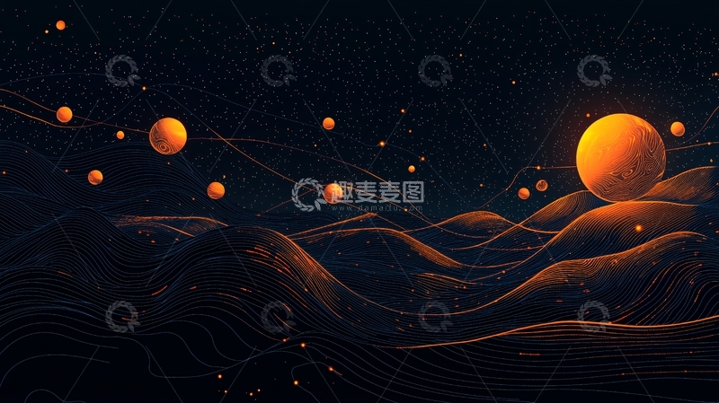 高清大图下载【趣麦麦图】暗夜星球与流线山峦