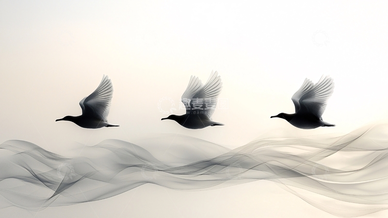 高清大图下载【趣麦麦图】水墨画飞鸟