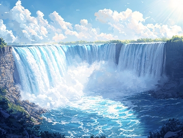 阳光下的尼亚加拉大瀑布