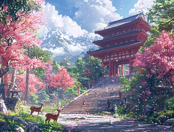 春日山间日式寺庙