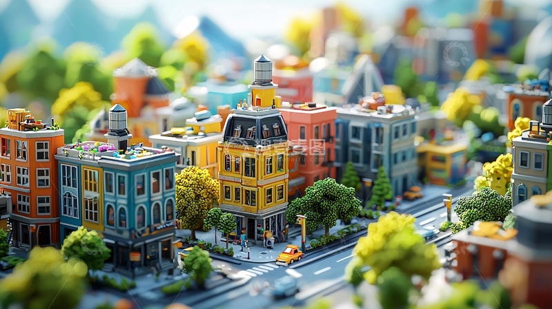 高清大图下载【趣麦麦图】迷你城市街景