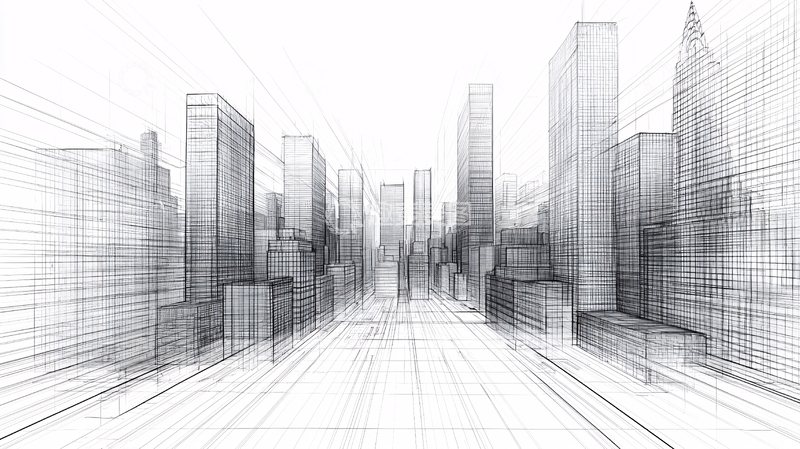 高清大图下载【趣麦麦图】黑白线条城市建筑