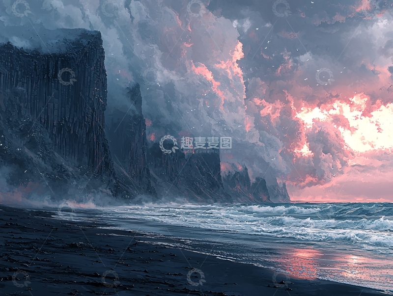 高清大图下载【趣麦麦图】极具压力的暗色系海边景色