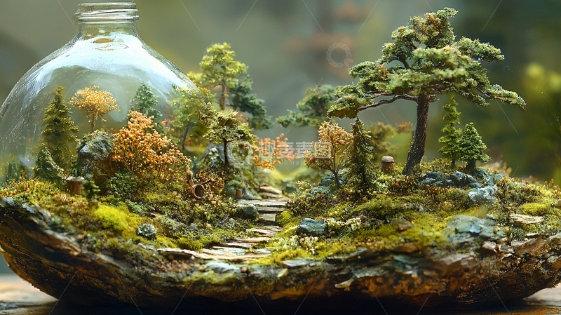 高清大图下载【趣麦麦图】瓶中微缩景观