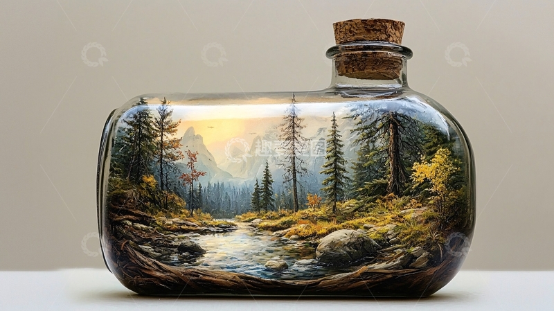 高清大图下载【趣麦麦图】瓶中风景画