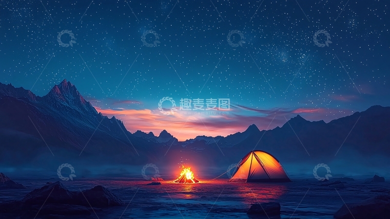 高清大图下载【趣麦麦图】星空下营地