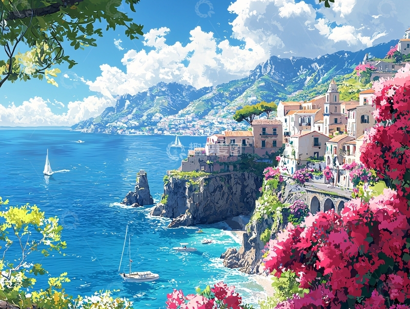 高清大图下载【趣麦麦图】地中海沿岸小镇风光