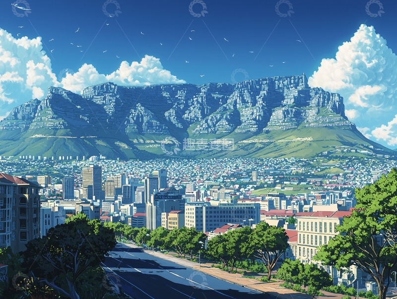 高清大图下载【趣麦麦图】桌山与城市全景图