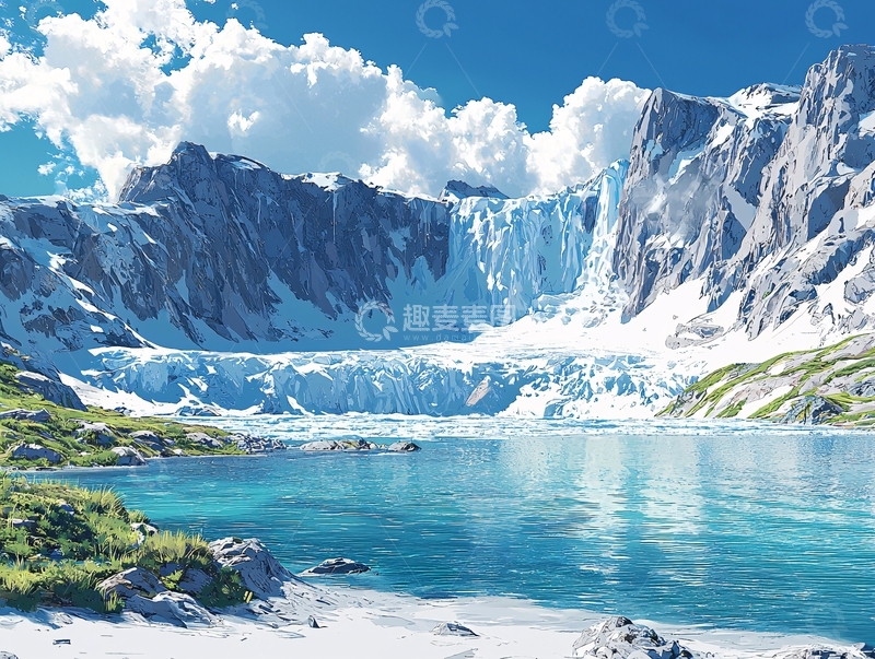 高清大图下载【趣麦麦图】冰川湖泊雪山风景