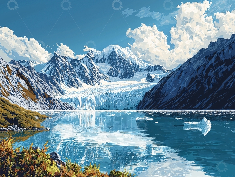 高清大图下载【趣麦麦图】-冰川雪山湖泊的壮丽景色