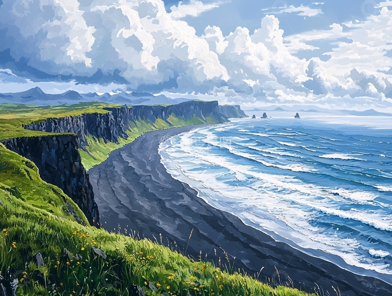 高清大图下载【趣麦麦图】海边悬崖峭壁风景画