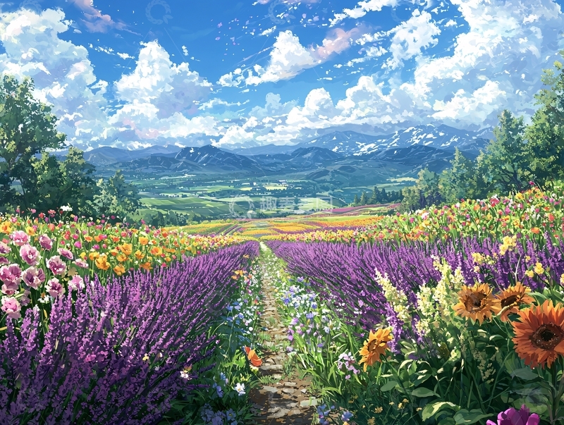 高清大图下载【趣麦麦图】梦幻薰衣草花田