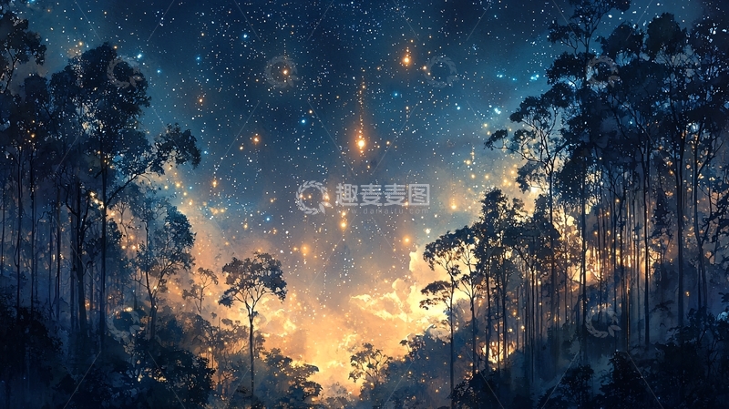 高清大图下载【趣麦麦图】星空森林