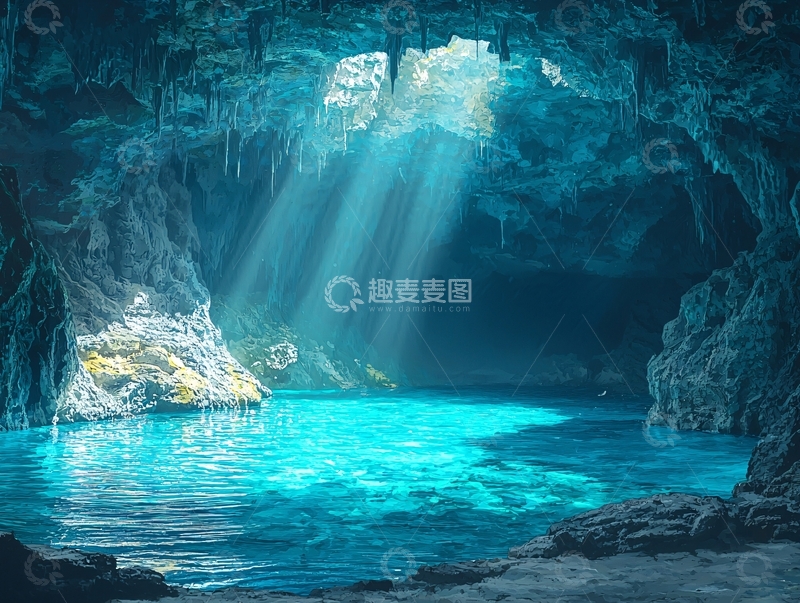 高清大图下载【趣麦麦图】神秘幽蓝洞穴水景