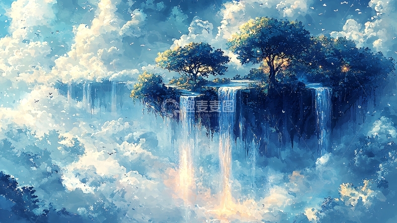 高清大图下载【趣麦麦图】云端上的树