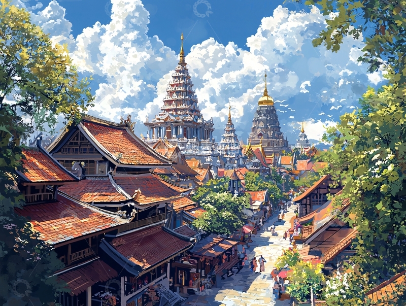 高清大图下载【趣麦麦图】阳光下的东南亚古城