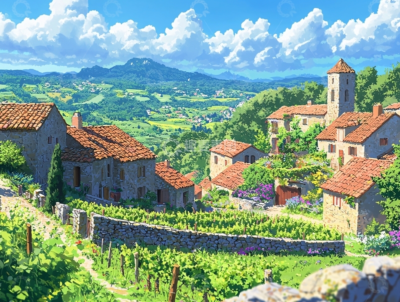 高清大图下载【趣麦麦图】阳光下的欧洲小镇