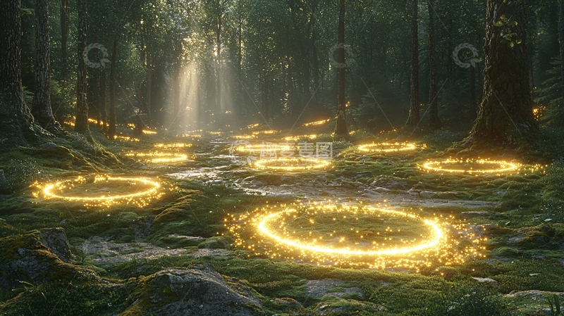 高清大图下载【趣麦麦图】神秘森林光环