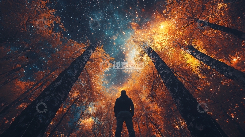 高清大图下载【趣麦麦图】仰望星空的森林