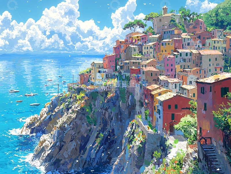 高清大图下载【趣麦麦图】彩色小镇