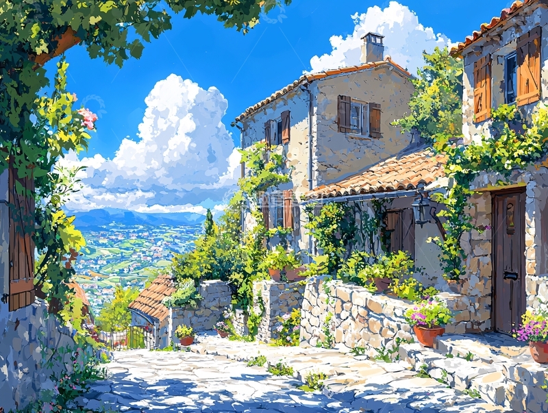 高清大图下载【趣麦麦图】阳光下的欧洲小镇