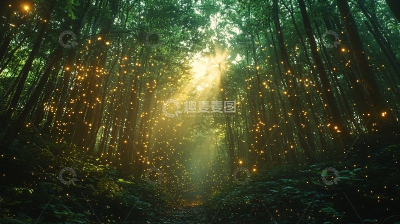高清大图下载【趣麦麦图】梦幻森林光影