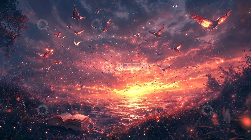 高清大图下载【趣麦麦图】燃烧的晚霞