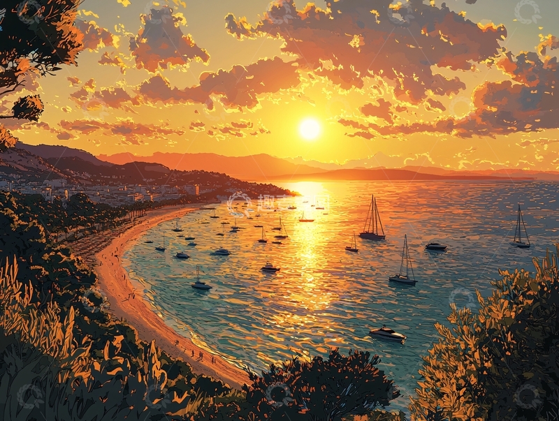 高清大图下载【趣麦麦图】海边日落