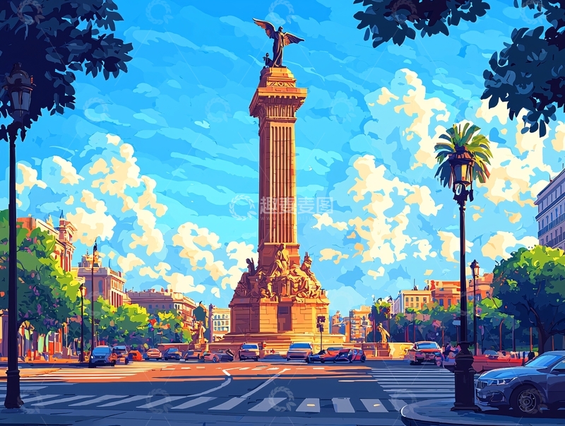 高清大图下载【趣麦麦图】阳光明媚的城市广场雕塑