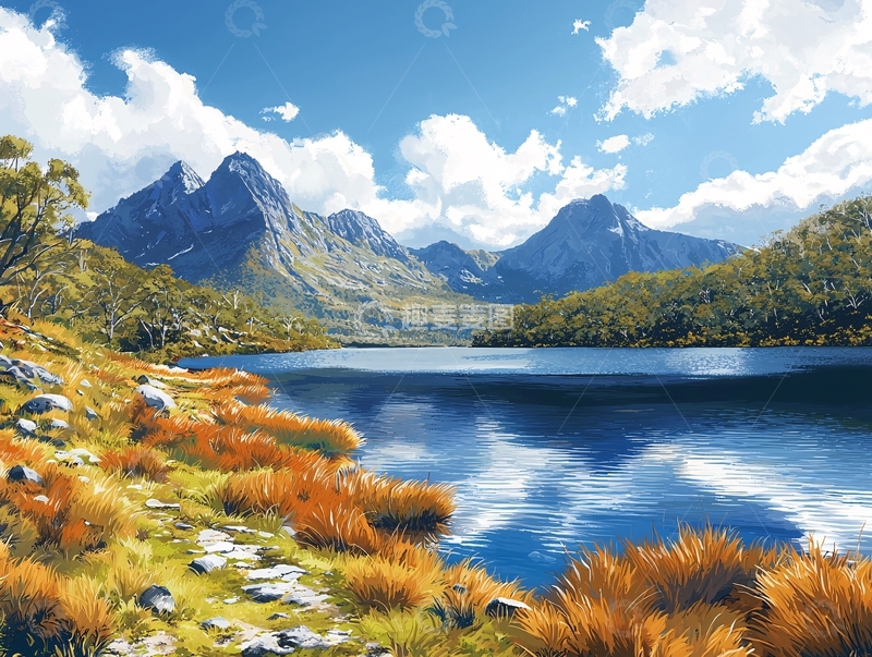 高清大图下载【趣麦麦图】山峦叠嶂湖光山色